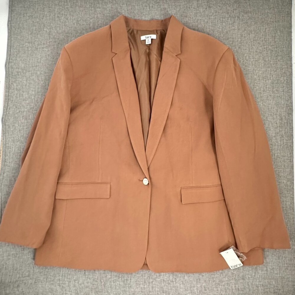 NEW! Bar III Blazer Jacket Hazelnut Brown XXL One Button Long Sleeve Business Wo